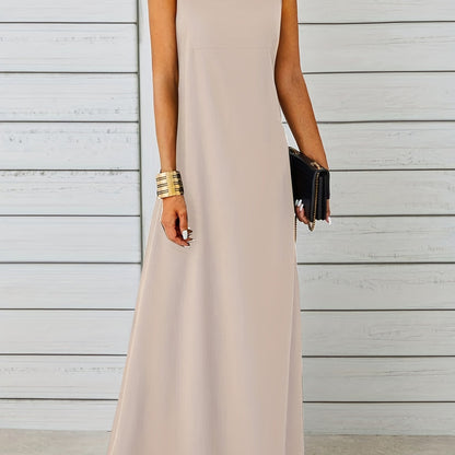 Sixsr Maxi Tank Dress, Sleeveless Solid Casual Every Day Dress, Women's Clothing