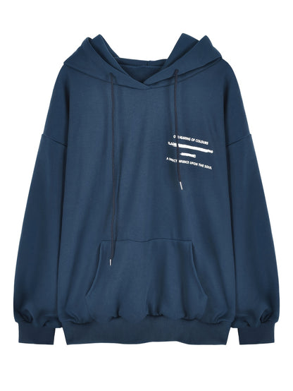 Sixsr Letter Print Drawstring Hoodie, Casual Long Sleeve Kangaroo Pocket Hoodie Sweatshirt, Women's Clothing