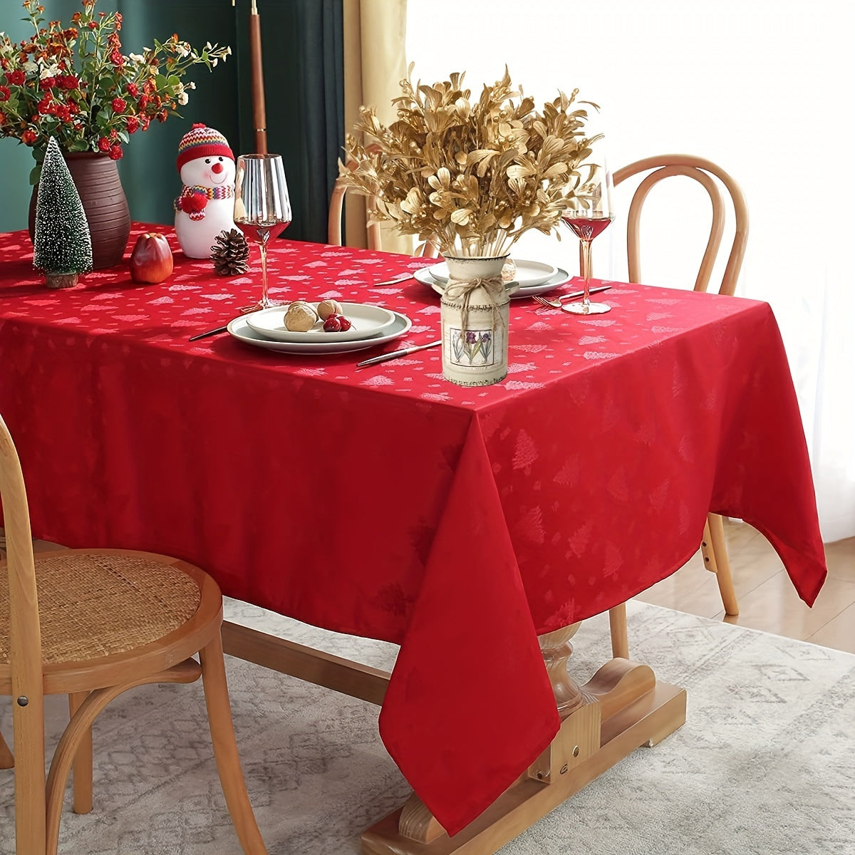 2pcs Golden Artificial Flowers & Shrubs - Perfect for Christmas, Indoor & Outdoor Decor, Home Garden Parties, Hotel Balcony Weddings - DIY Faux Plant Bouquets