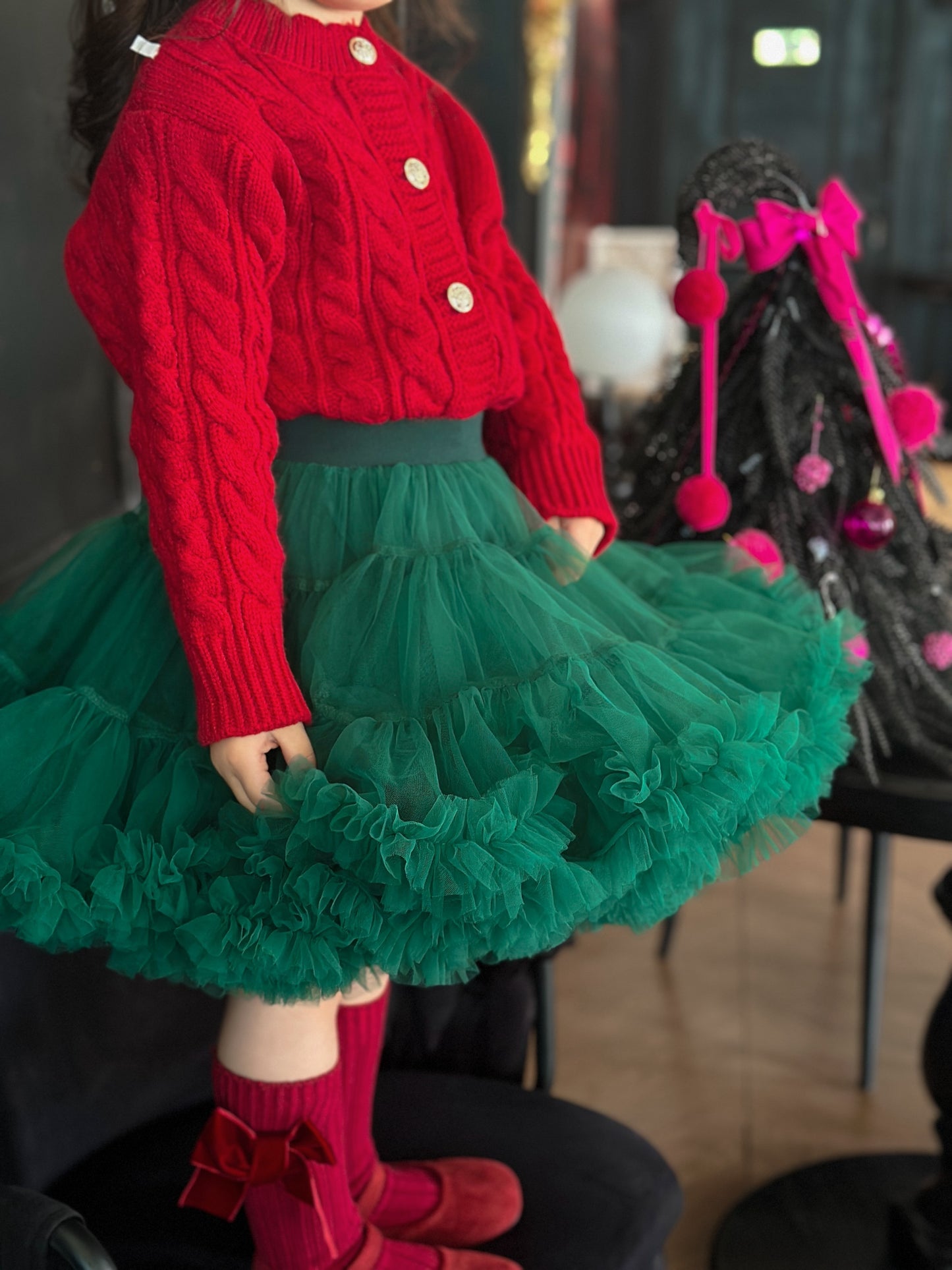 Charming Green Tutu Skirt for Girls - Cute Ballet Princess Mesh Layered Skirt, Perfect for Christmas & Birthday Gifts