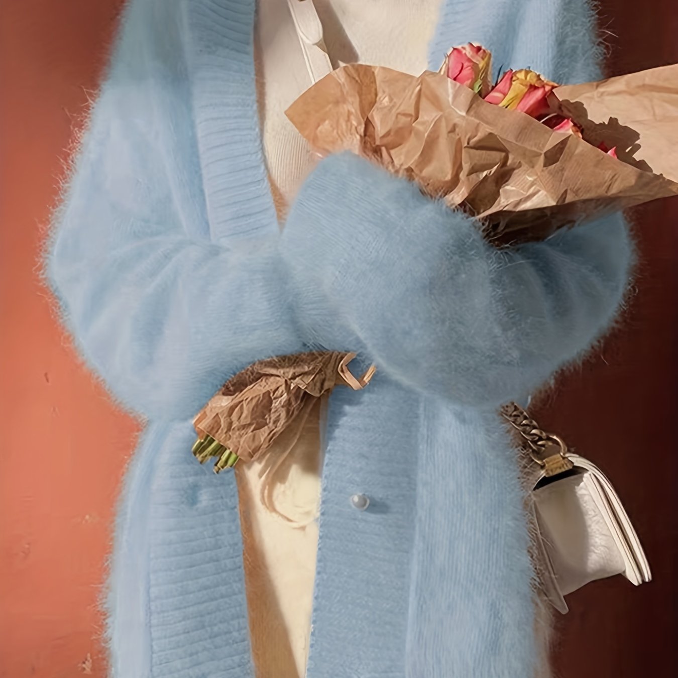 Sixsr Valentine's Day V-neck Cardigan, Elegant Long Sleeve Cardigan For Fall & Winter, Women's Clothing