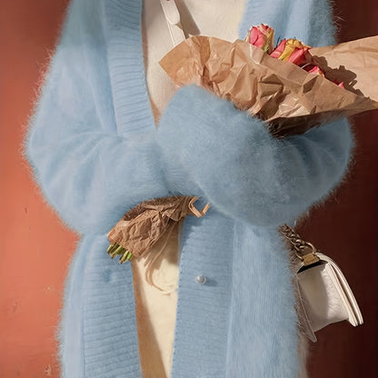 Sixsr Valentine's Day V-neck Cardigan, Elegant Long Sleeve Cardigan For Fall & Winter, Women's Clothing