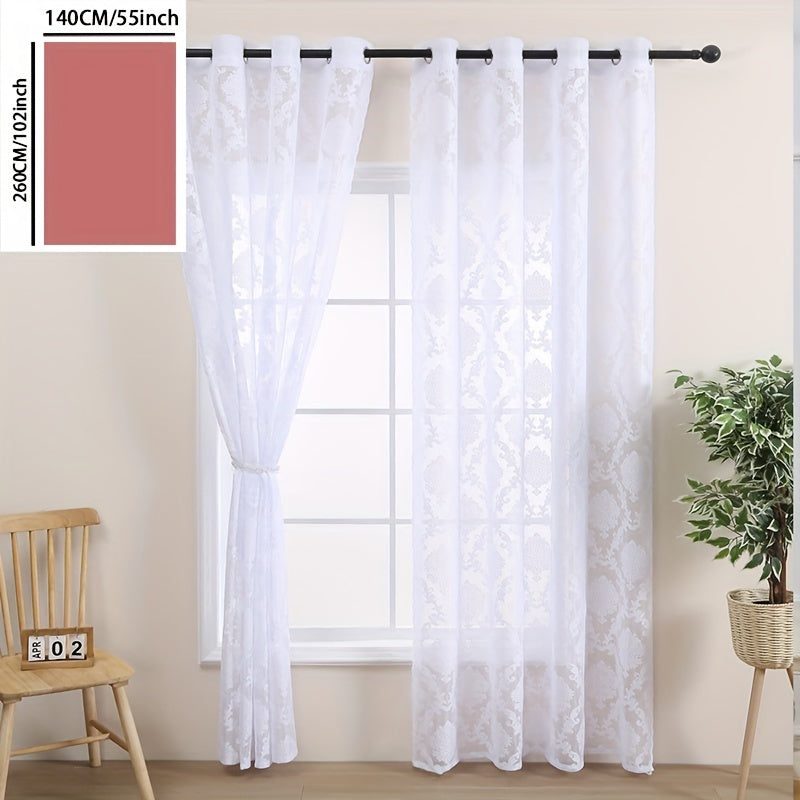 1PC Exquisite Lace Flower Embroidered Grommet Top Curtain - Elevate Your Living Room, Bedroom, or Office with Elegant Home Decor - Easy to Hang, Durable, and Versatile