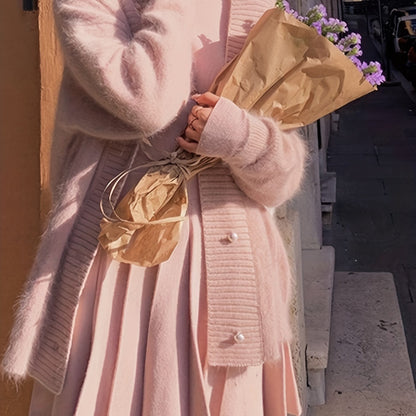 Sixsr Valentine's Day V-neck Cardigan, Elegant Long Sleeve Cardigan For Fall & Winter, Women's Clothing