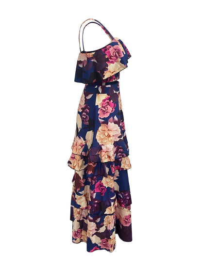 Sixsr  Floral Print Two-piece Skirt Set, Crop Tank Top & Layered Skirt Outfits, Women's Clothing