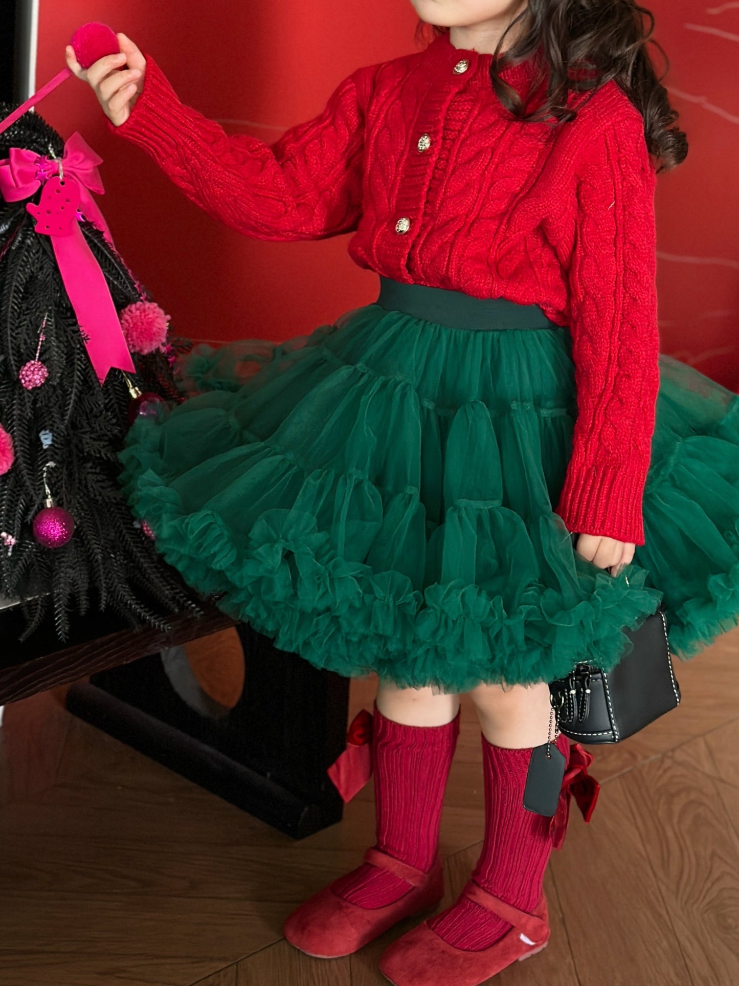 Charming Green Tutu Skirt for Girls - Cute Ballet Princess Mesh Layered Skirt, Perfect for Christmas & Birthday Gifts