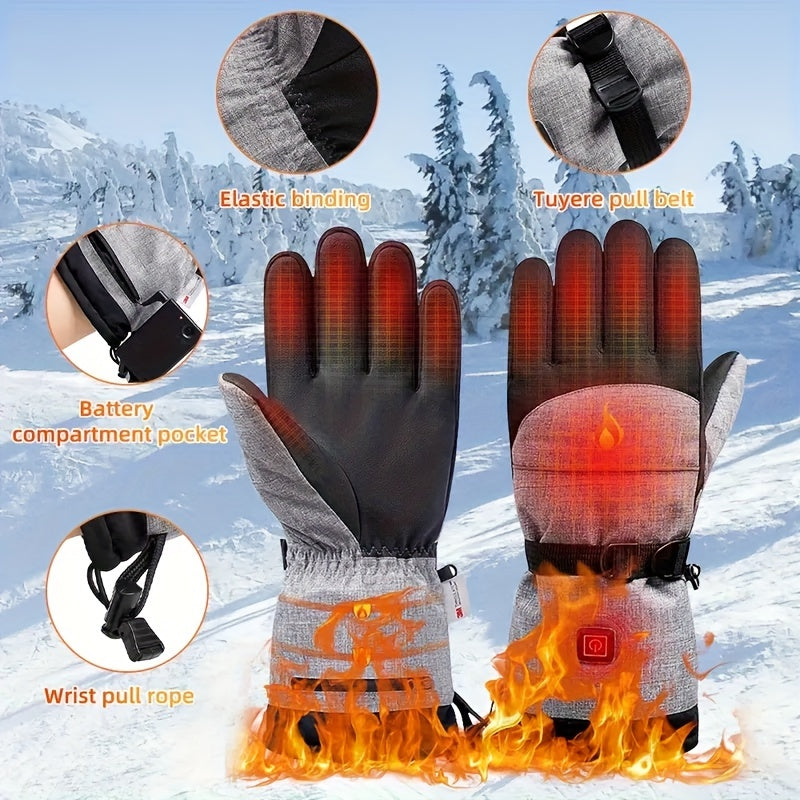 Smart Touch Screen Winter Gloves with 3 Heat Levels, Touch Control Heating, Woven Polyester, Pull-on Closure, Hand Washable, for Outdoor Sports, Skiing, Motorcycle Riding, Running, Hiking, Hunting, Fishing - Christmas, Halloween, New Year, Valentine's Day