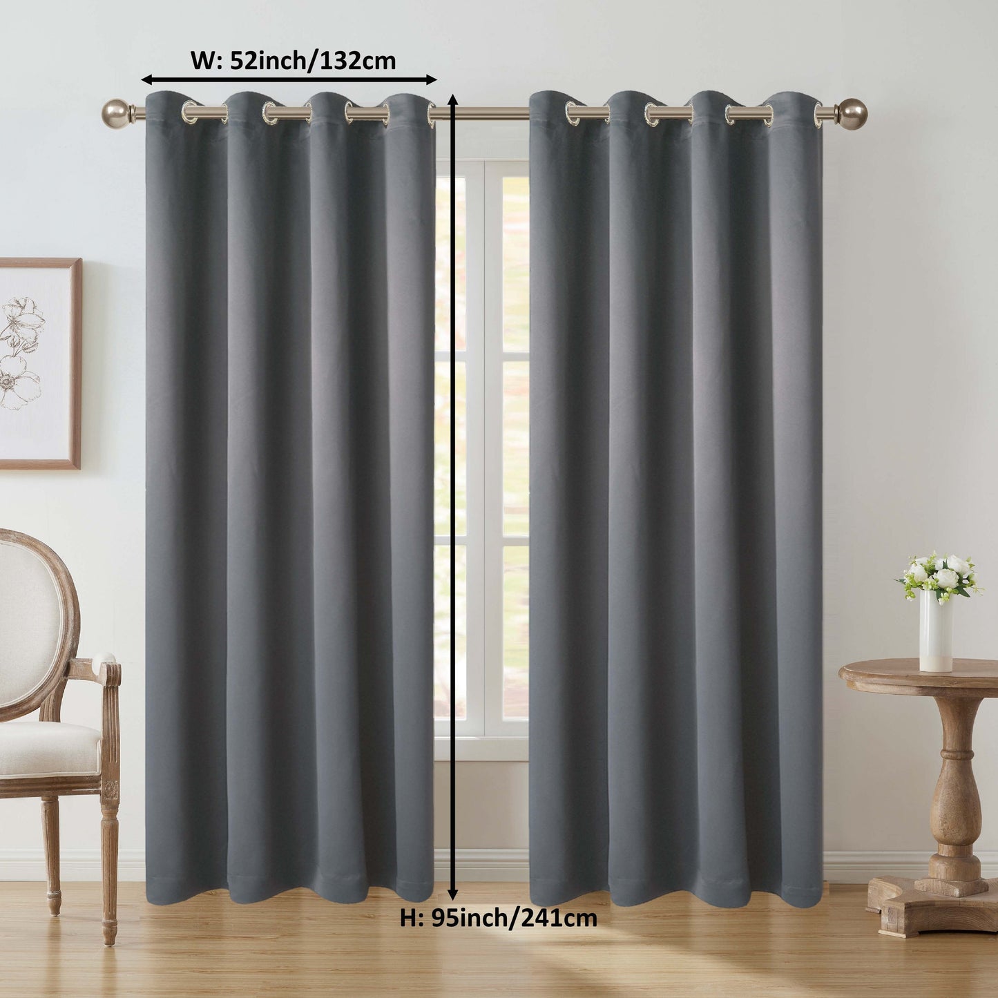 1 Panel Blackout Thermal Insulated Grommet Top Curtains Room Darkening For Bedroom, Light Blocking Drapes For Living Room Office Home Decor