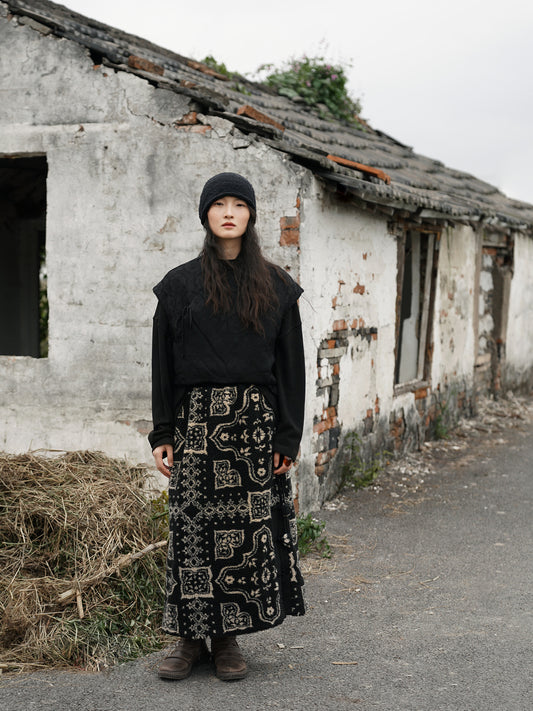 retro imitation lamb wool warm skirt, winter versatile straight skirt B24398