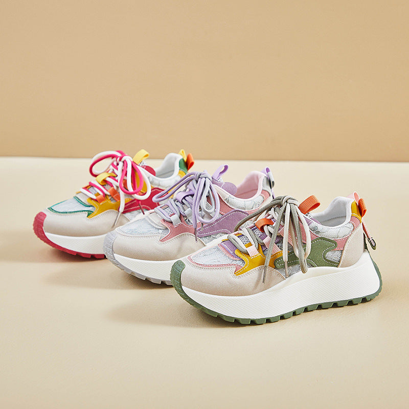 2025  ins Korean version of the new dad shoes girl  summer student running sports leisure mesh breathability increase BN016
