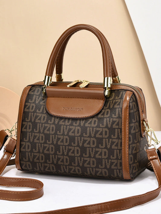 Handbag  new bag women's Boston bag pillow bag women's retro printing contrasting color shoulder messenger bag