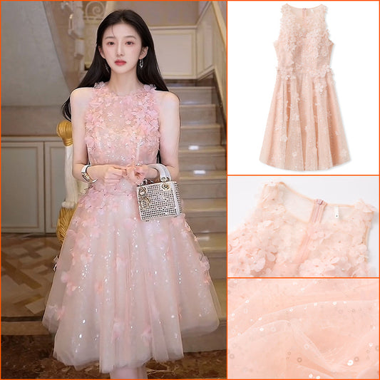 Summer 2025 New Heavy Industry Delicate Flower Dress  Fashion Fairy Celebrity Style Dress N3029