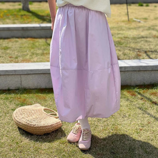 Siyuan, Hepburn style bud skirt medium and long temperament simple long-staple cotton skirt elastic waist A-shaped umbrella skirt 8934