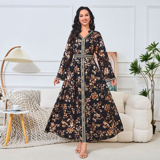 Arabian clothing Middle East Dubai New Popular trade women's clothing new fashion printed robe evening dress women's dress