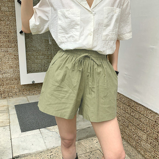 Walking pants casual shorts women's summer new cotton and linen niche loose Korean version summer pajama pants can be worn outside home clothes
