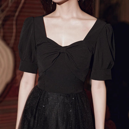 Black evening dress skirt  new art exam  dress long and thin graduation host chorus performance suit