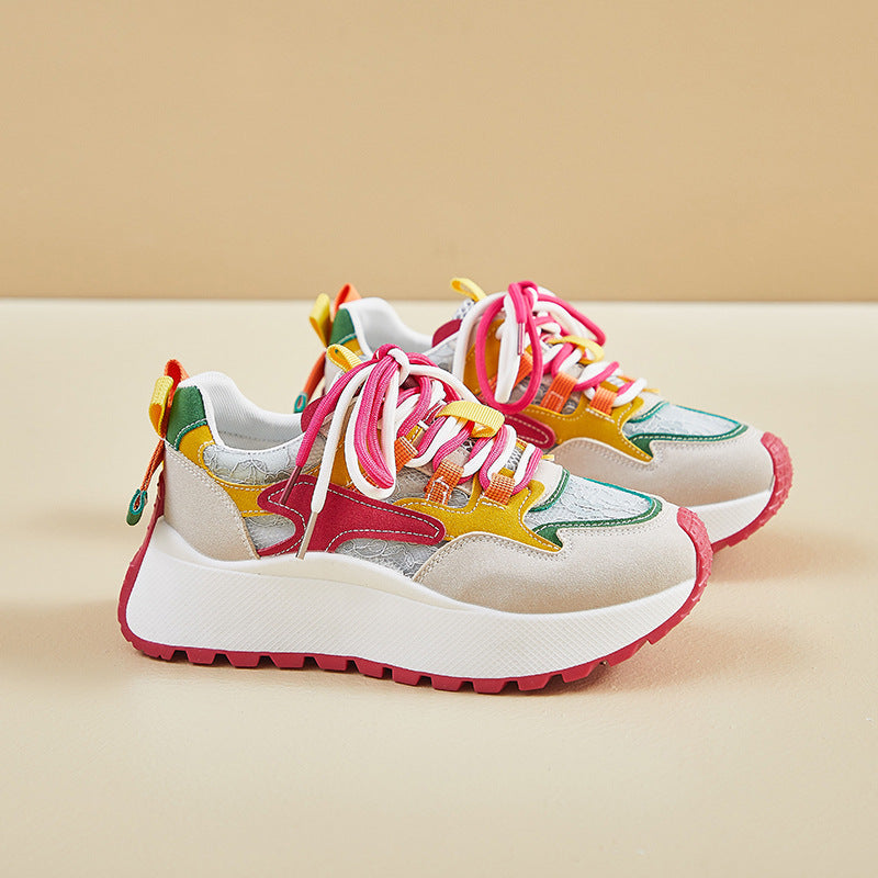 2025  ins Korean version of the new dad shoes girl  summer student running sports leisure mesh breathability increase BN016