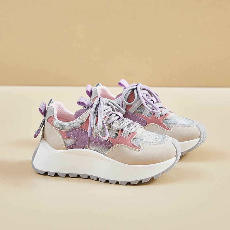 2025  ins Korean version of the new dad shoes girl  summer student running sports leisure mesh breathability increase BN016