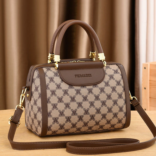 new bag women's trendy fashion handbag retro printed Boston pillow bag versatile shoulder messenger bag