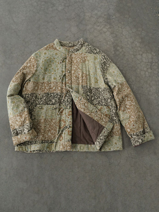 retro new Chinese polished disc button printed cotton-padded coat, national style thickened cotton-padded jacket M24391