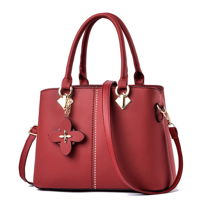 Bag Women's  New Middle-aged Korean Version Leather Versatile Handbag Atmospheric Send Mom Bag One Shoulder Crossbody Bag