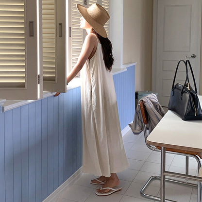 summer new suspender dress medium and long, niche Korean version ins simple casual sleeveless vest skirt