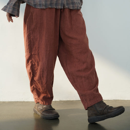 casual and old cotton and linen double-layer pants, literary and artistic autumn and winter loose and thin linen pants, trousers W24306