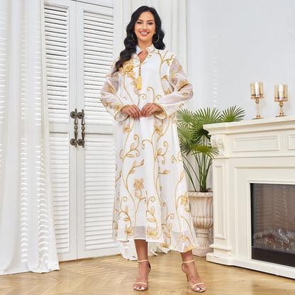 Muslim robe women's long dress Dubai Middle East robe new women's clothing embroidered beaded pendant evening dress dress