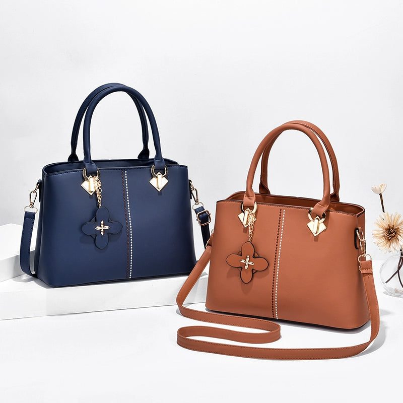 Bag Women's  New Middle-aged Korean Version Leather Versatile Handbag Atmospheric Send Mom Bag One Shoulder Crossbody Bag