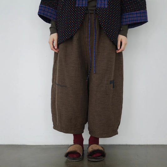 retro and old-fashioned dyed thickened cocoon cotton-padded pants, casual loose thin cotton nine-point boots K24344