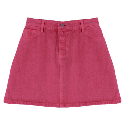A-shaped skirt, small Korean version short skirt, raspberry pink skirt, summer new, sweet and spice girl twill washed cotton hip skirt