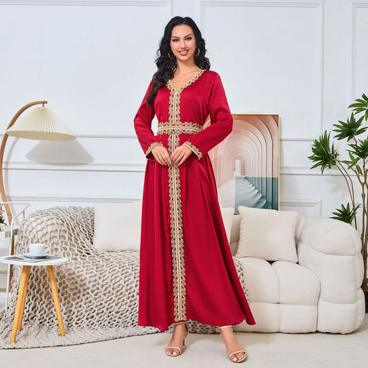 MT141 Middle East Dubai Fashion New Beaded Pendulum Dress Arabian Women's Evening Dress abaya
