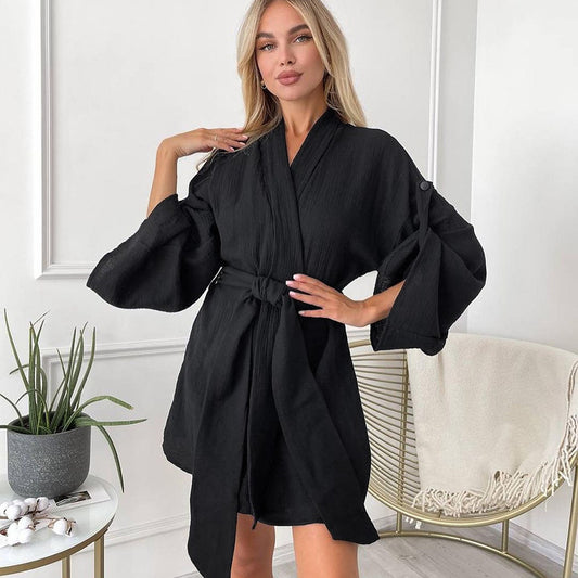 SIXSR 2025 hot autumn and winter new black light luxury comfortable warm loose nightgown New women's loungewear