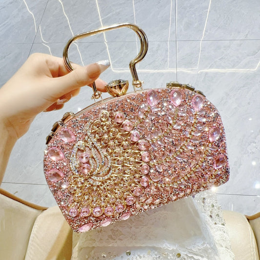 SIXSR 2025 2025 shiny high-density diamond-encrusted elegant wedding cheongsam full of diamonds handbag shoulder messenger bag dinner bag