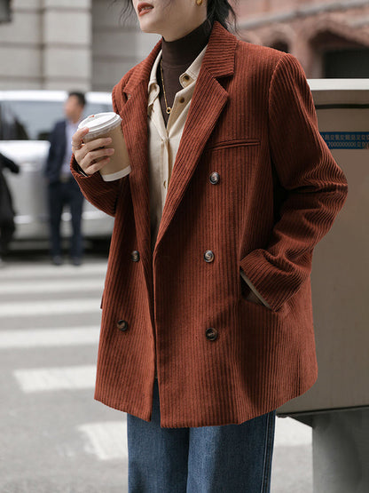 Spring New Maillard Corduroy Suit Jacket Retro Temperament Muse Fan Premium Sense Thickened Padded Suit