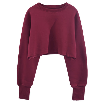 New new outdoor sports running fitness yoga clothes top women's loose navel short long-sleeved sweater