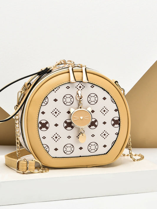 Women's bag  new trendy fashion round chain bag light luxury women's bag shoulder messenger bag versatile small round bag