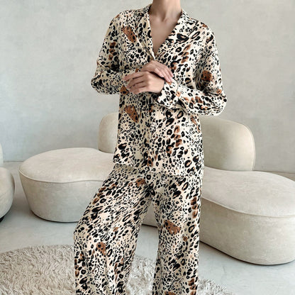 SIXSR 2025 spring new products fashion leopard print cardigan pajamas women's long sleeves trousers loungewear New