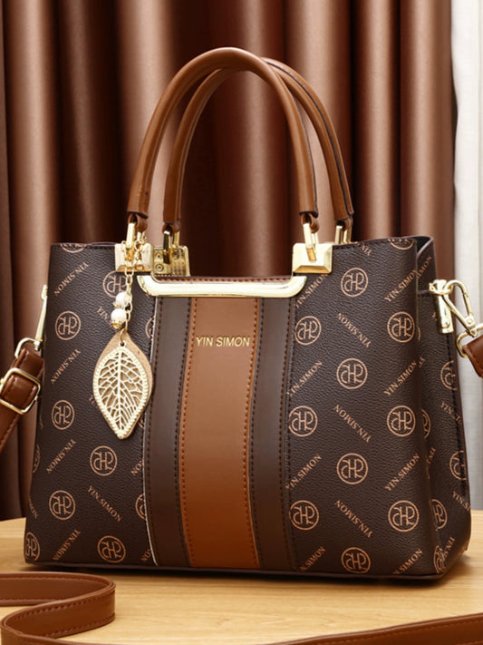 Women's bag  new trendy fashion versatile contrasting color retro printed handbag large capacity shoulder messenger bag