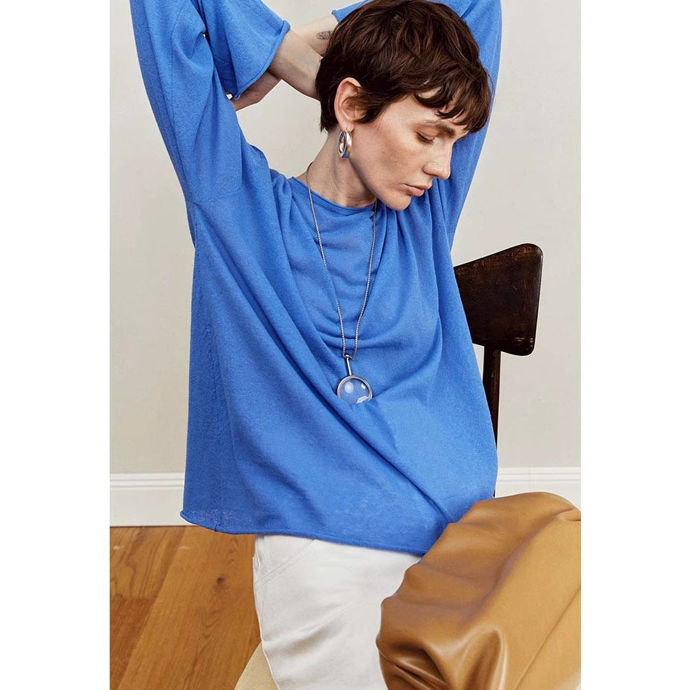 Siyuan, light and thin linen cotton, breathable, comfortable, hazy and transparent, sun protection, air feeling knitted long-sleeved blouse 8905