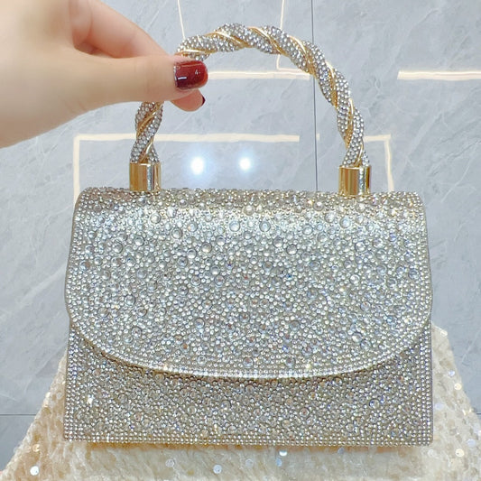 SIXSR 2025 New New  full diamond celebrity banquet rhinestone small square bag with diamond handbag shoulder messenger dinner bag