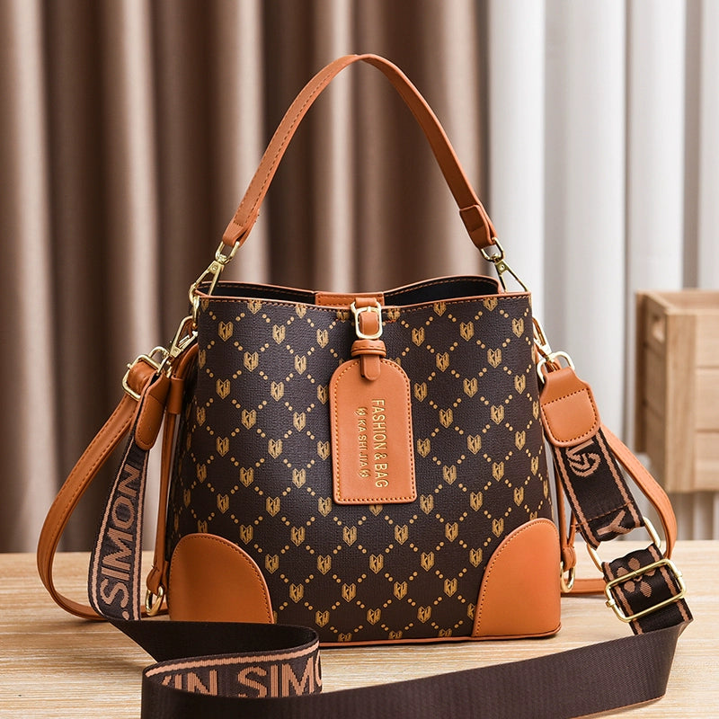 Women's bags Fashion handbags Women's  new oblique span bucket bags Versatile shoulder bags Trendy popular women's bags