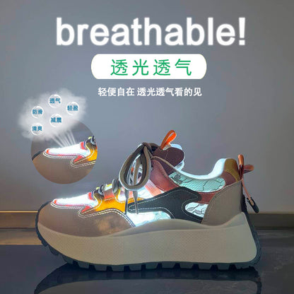 2025  ins Korean version of the new dad shoes girl  summer student running sports leisure mesh breathability increase BN016