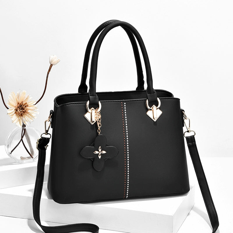 Bag Women's  New Middle-aged Korean Version Leather Versatile Handbag Atmospheric Send Mom Bag One Shoulder Crossbody Bag
