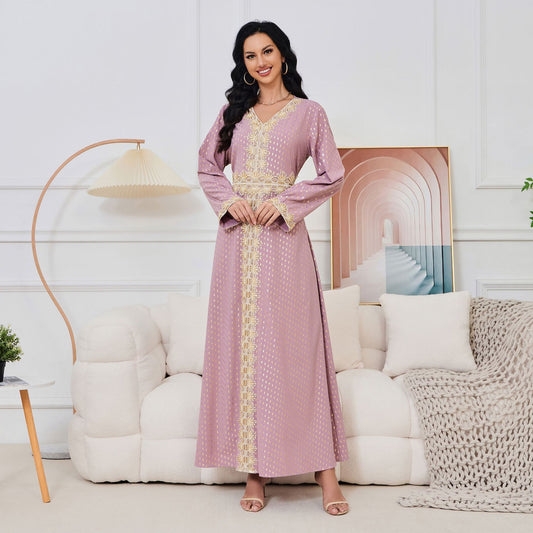 MT076 Popular trade Middle East clothing Muslim robe women's long dress women's new fashion bronzing dress abaya