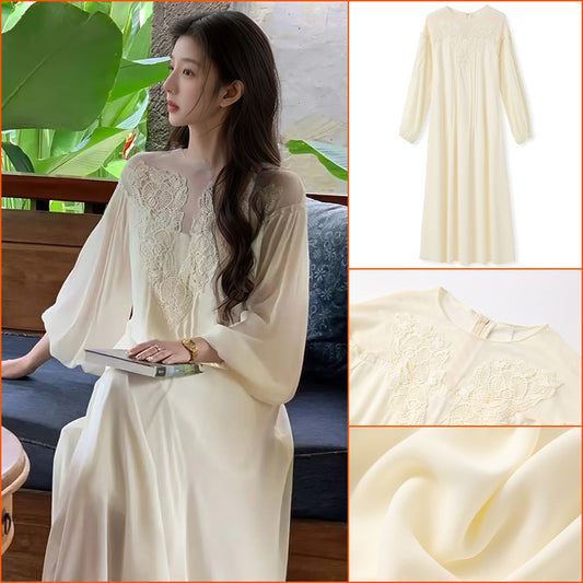 High-end fake wind dress women's spring and summer 2025 new beautiful retro lace embroidered long skirt N3097