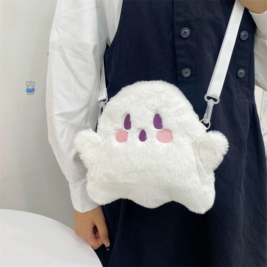 SIXSR 2025 Japanese ins autumn and winter new cute plush spoof ghost bag Halloween gift women's bag shoulder messenger bag
