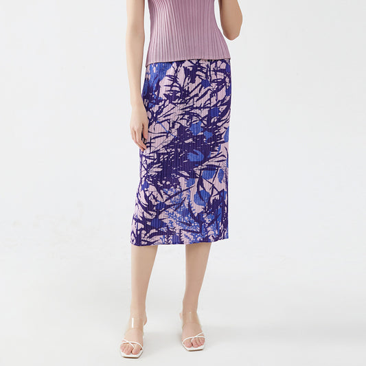 summer spring new landscape printing and dyeing slim skirt femininity versatile fashion design sense thin a-word skirt