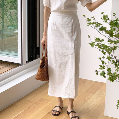 Korean version hip skirt summer new side split design straight skirt tube skirt versatile medium and long one-step skirt