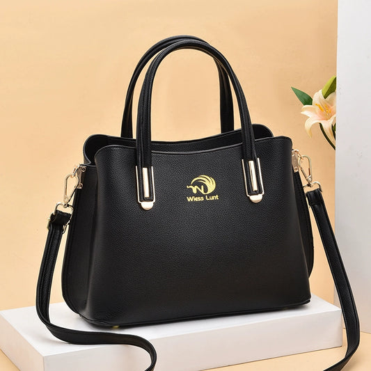 Bag  New Trendy Fashion Women's Bag Leather Textured One Shoulder Middle-aged Women's Crossbody Bag Large Capacity Handbag